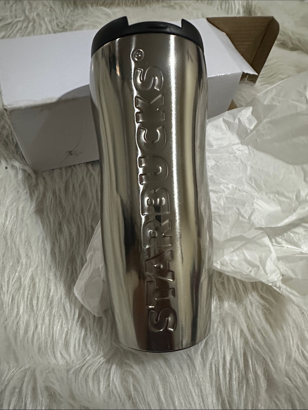 Starbucks Silver Stainless Steel Travel Tumbler with Embossed Logo